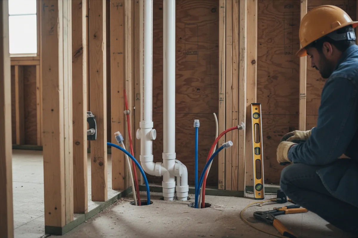 Drain and supply rough-in during Garbage Disposal Repair in Darrington