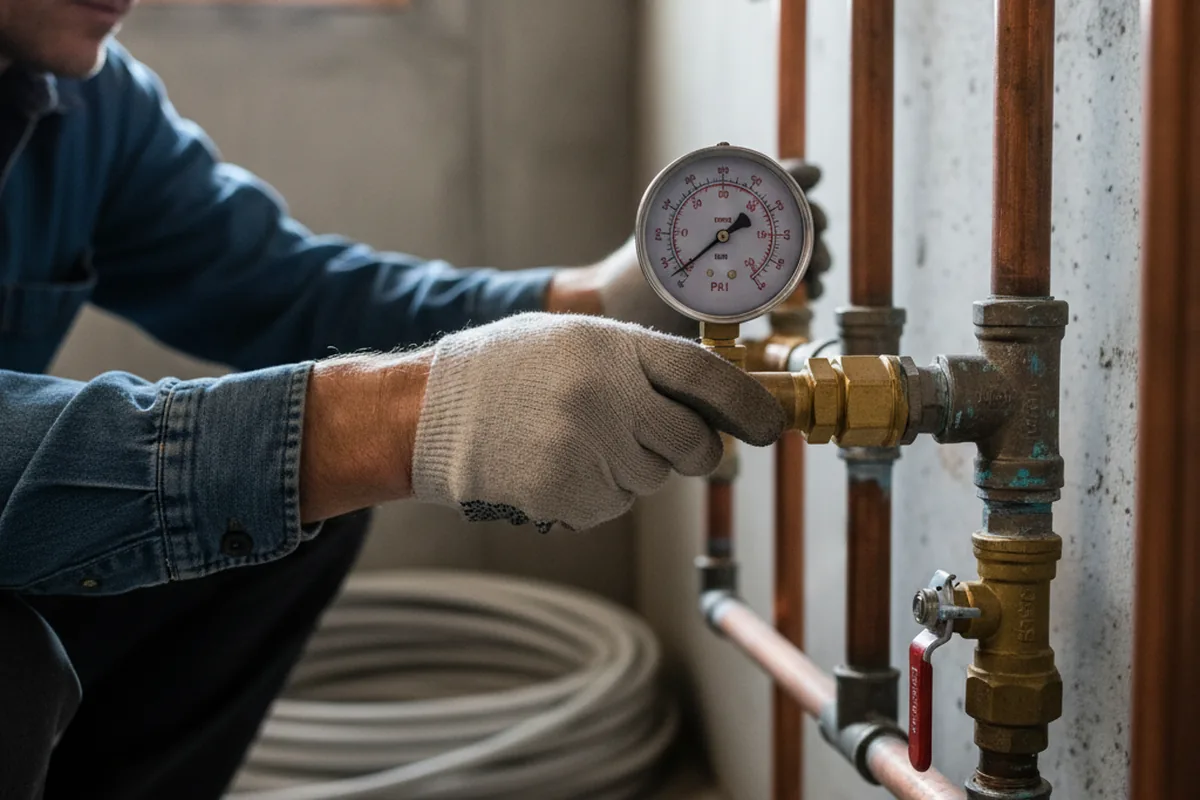 Pressure testing a repaired line during Water Line Repair in Darrington